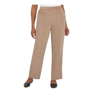 Alfred Dunner Beige Flat Front Pull-on Straight Leg Corduroy Pants Women's 18W
